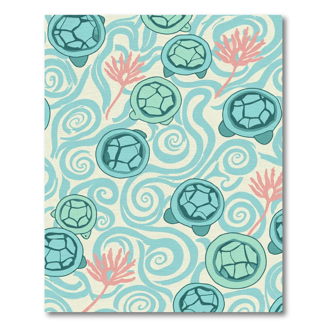 Teal Turtle Swirl Coral Delight Rug