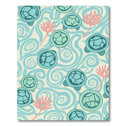 Teal Turtle Swirl Coral Delight Rug