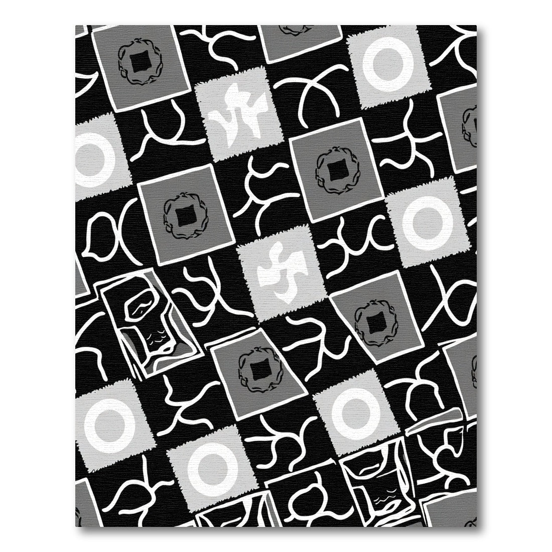 Abstract Square Collage Black White Rug