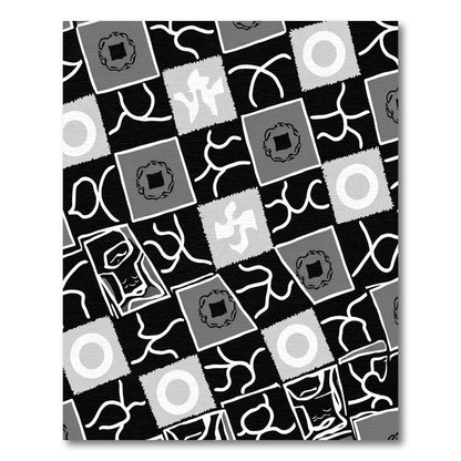 Abstract Square Collage Black White Rug