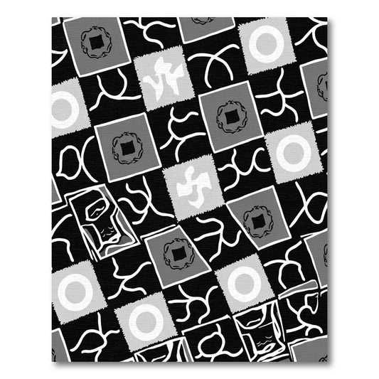 Abstract Square Collage Black White Rug