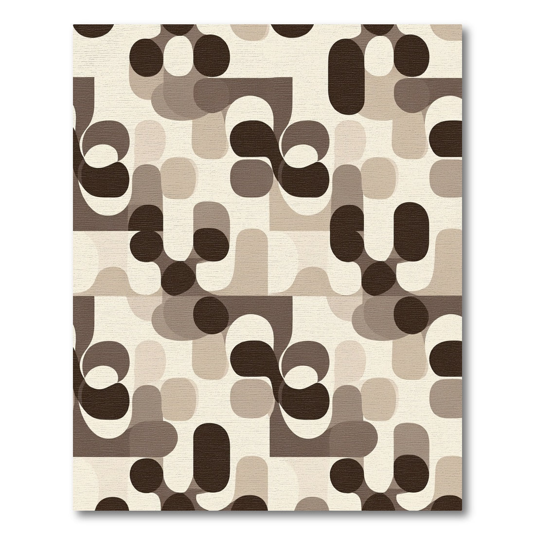 Retro Brown Abstract Shapes Rug