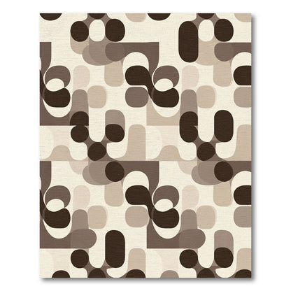 Retro Brown Abstract Shapes Rug