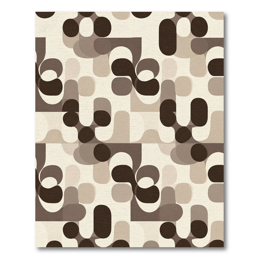Retro Brown Abstract Shapes Rug