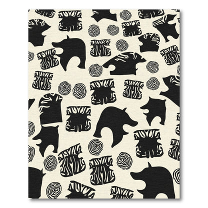 Black Abstract Fauna Circular Shapes Rug