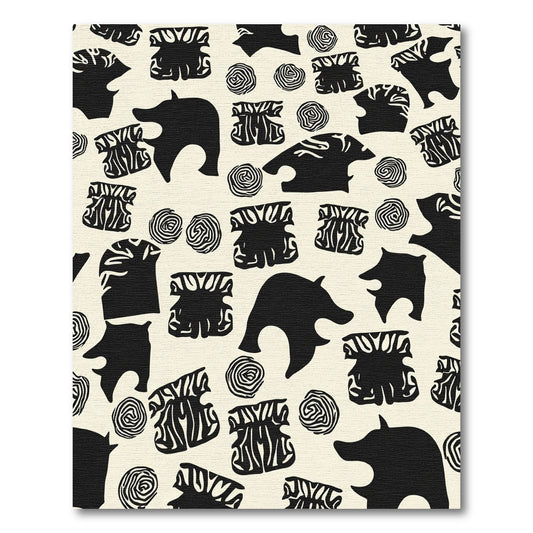 Black Abstract Fauna Circular Shapes Rug