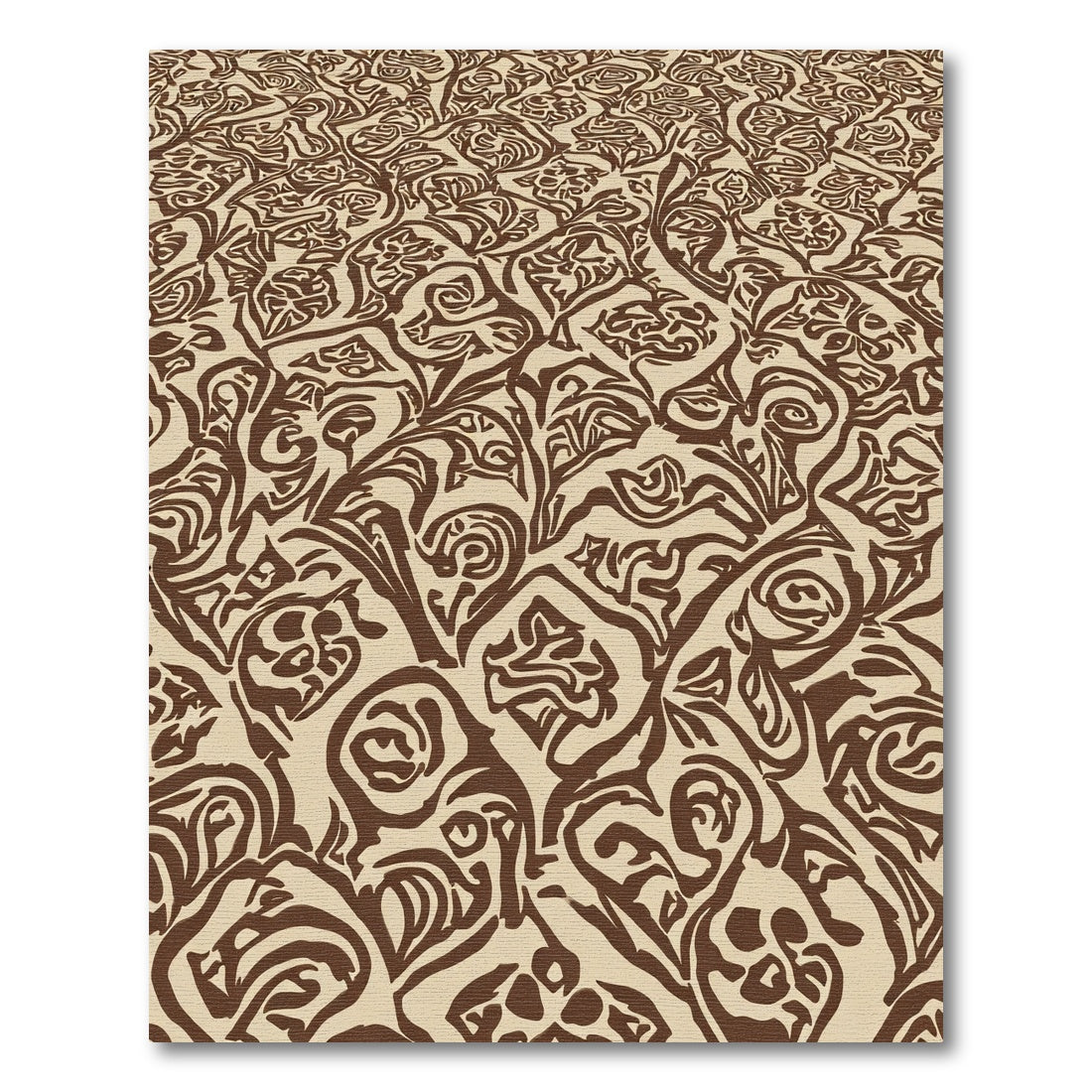 Rich Brown Floral Scroll Work Rug