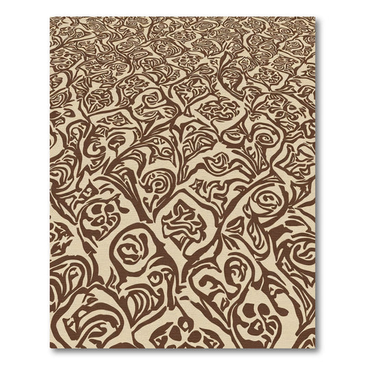 Rich Brown Floral Scroll Work Rug