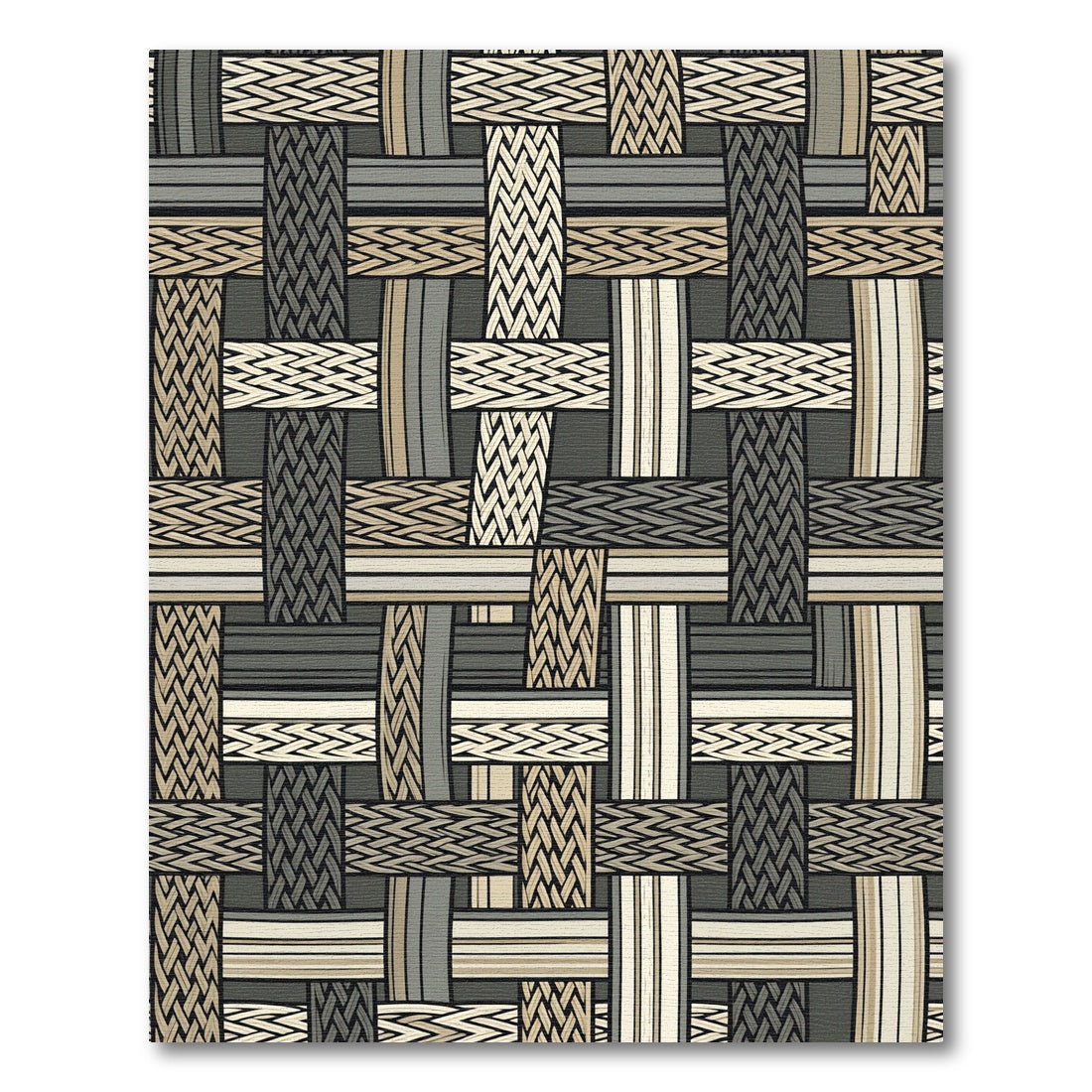 Neutral Woven Textured Band Rug