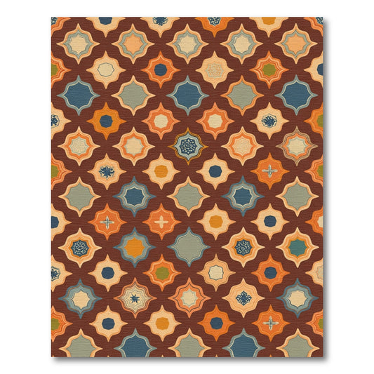 Terracotta Geometric Quatrefoil Medallion Rug