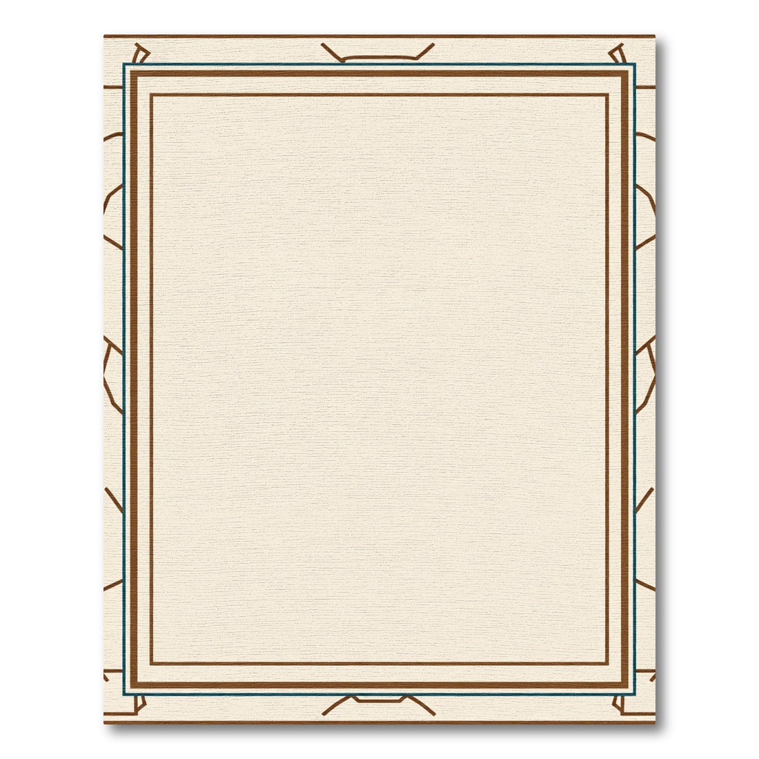 Cream Brown Geometric Border Rug