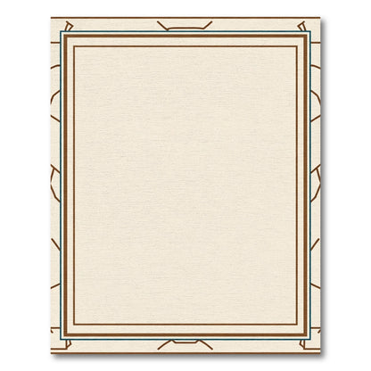 Cream Brown Geometric Border Rug