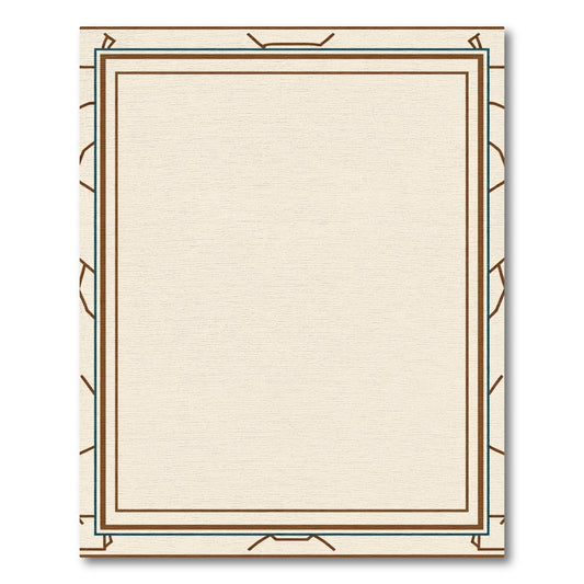 Cream Brown Geometric Border Rug