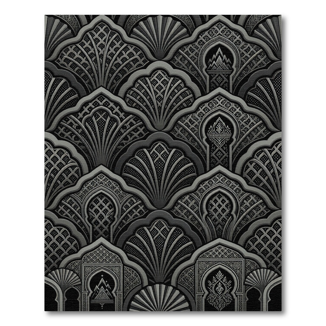 Intricate Silver Archway Fan Medallion Rug