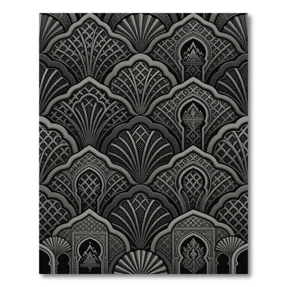 Intricate Silver Archway Fan Medallion Rug