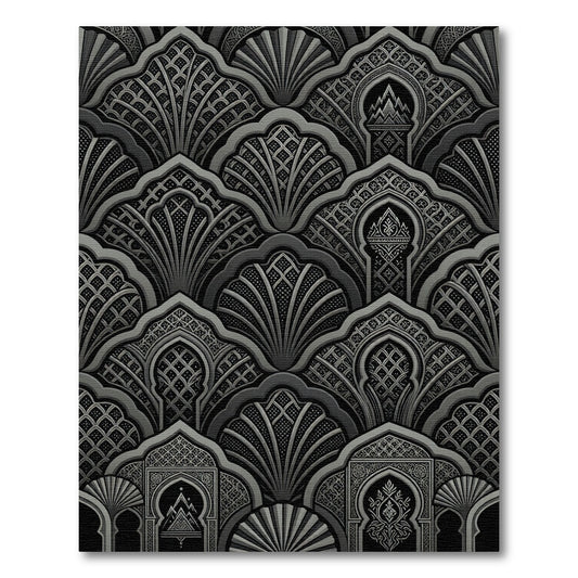 Intricate Silver Archway Fan Medallion Rug
