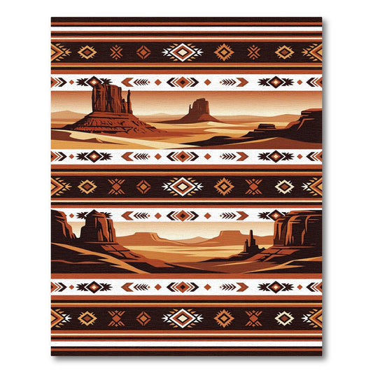 Southwest Desert Landscape Geometric Stripe Rug