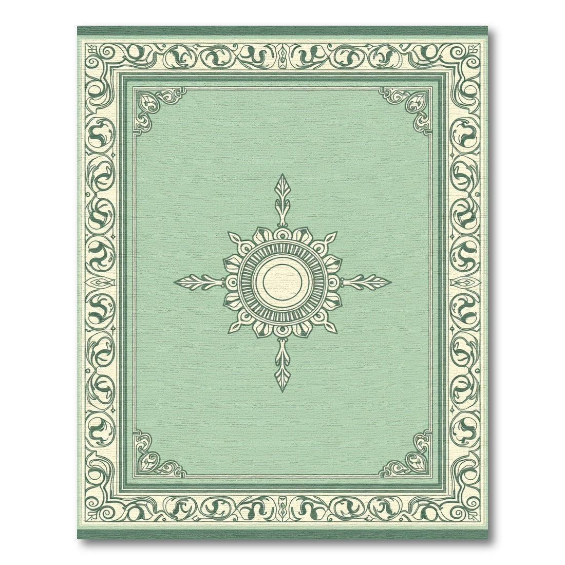 Mint Green Ornate Sunburst Frame Rug