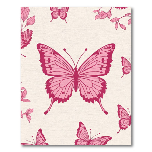 Pink Butterfly Garden Whimsical Rug