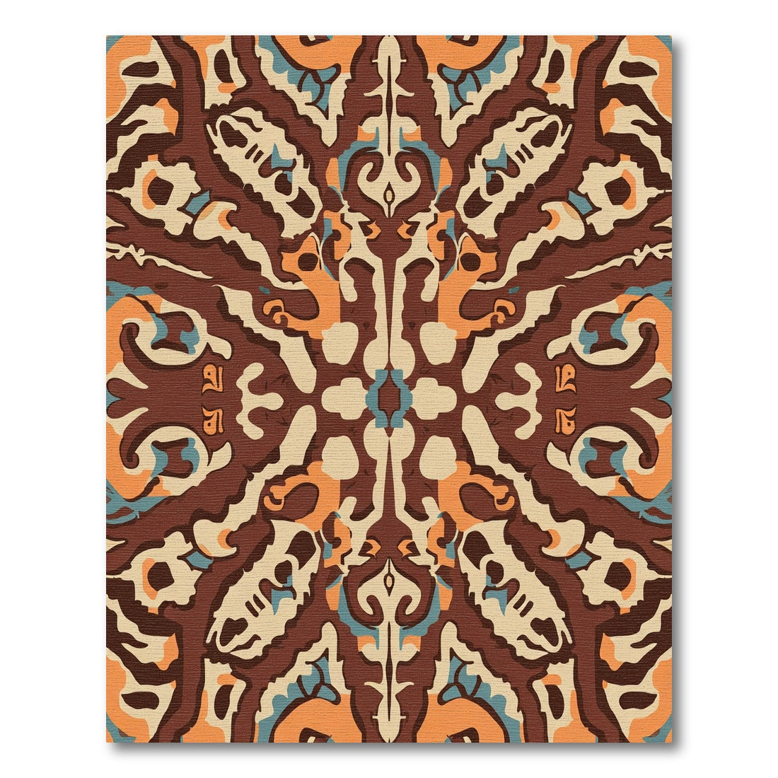 Brown Orange Earthy Tribal Medallion Rug