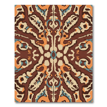 Brown Orange Earthy Tribal Medallion Rug