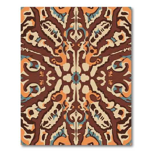 Brown Orange Earthy Tribal Medallion Rug