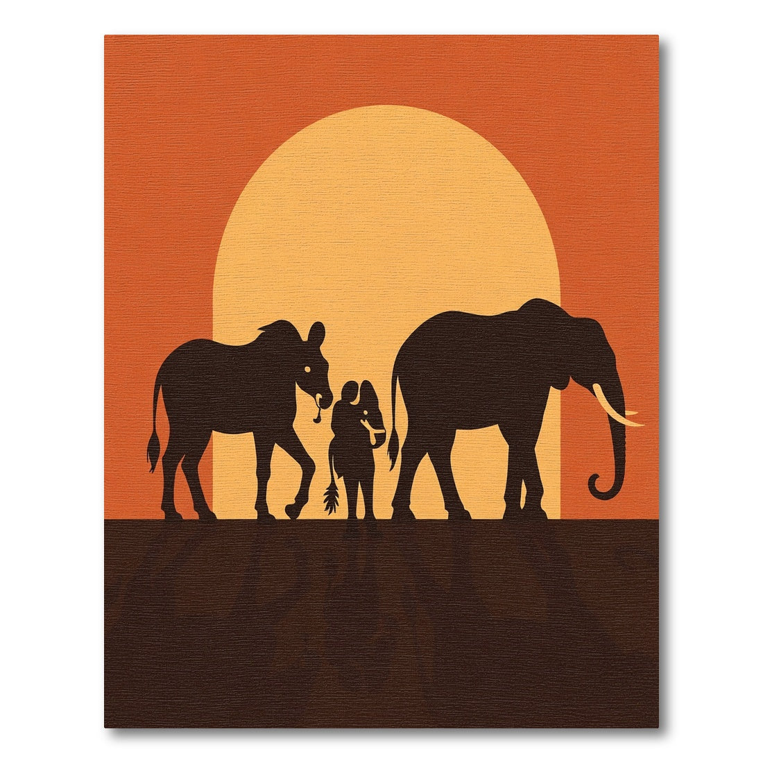 Savanna Sunset Elephant Family Silhouettes Rug