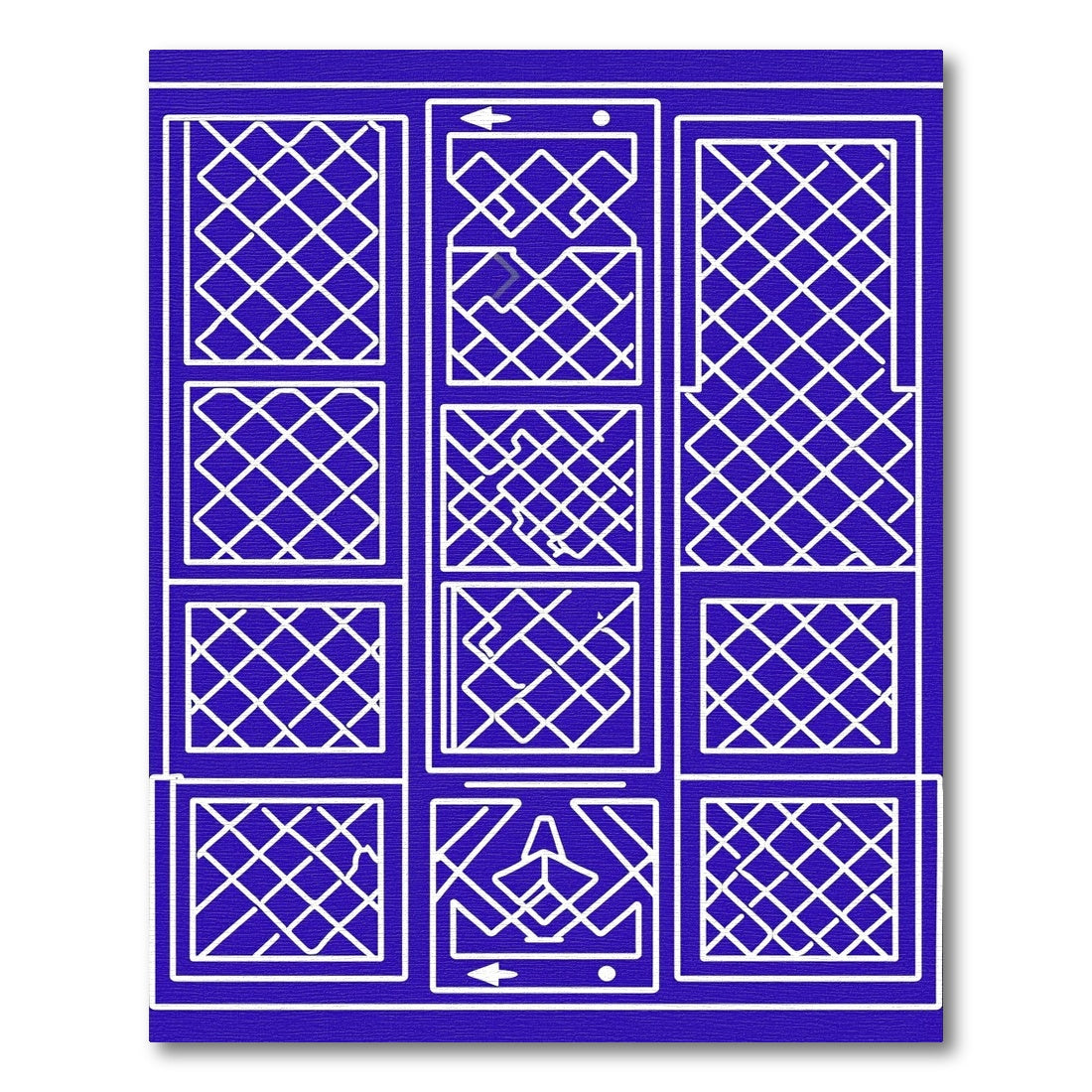 Blue White Lattice Geometric Grid Rug