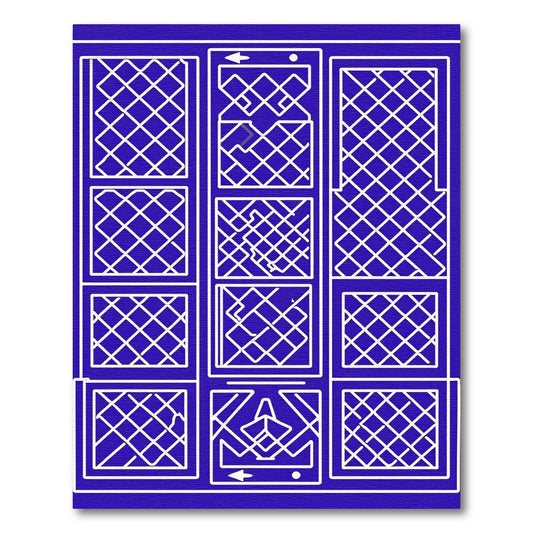 Blue White Lattice Geometric Grid Rug