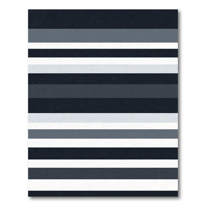 Modern Charcoal Gray Horizontal Stripe Rug