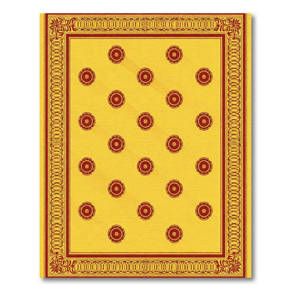 Golden Yellow Red Floral Medallion Border Rug