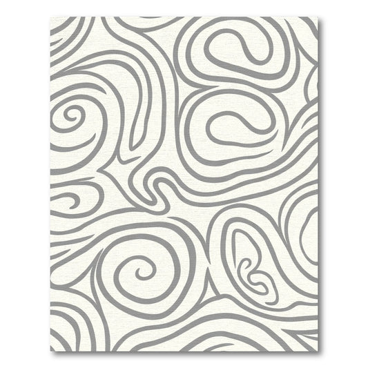 Cream Gray Swirl Abstract Rug