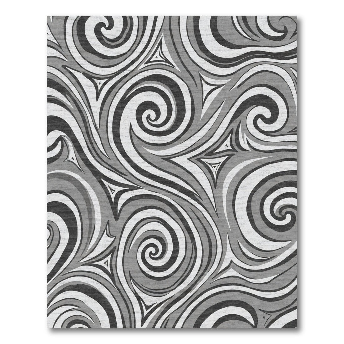Monochrome Swirl Curves Abstract Rug