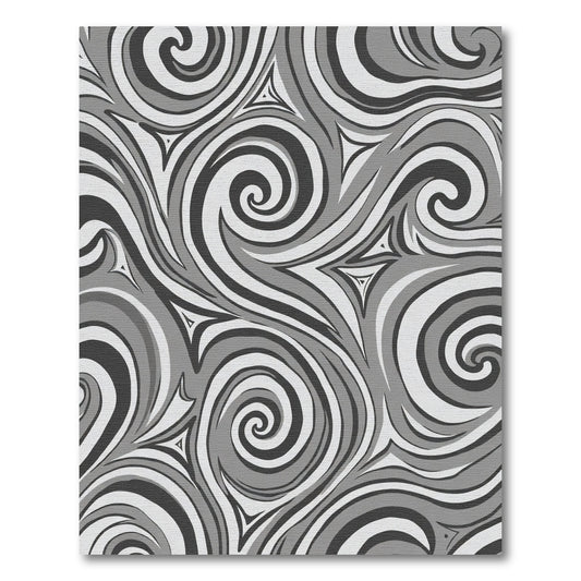 Monochrome Swirl Curves Abstract Rug