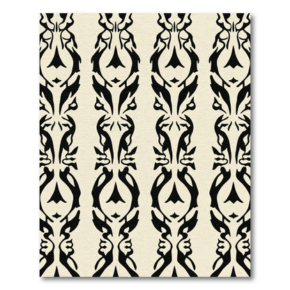 Black Ocher Organic Vertical Strips Rug