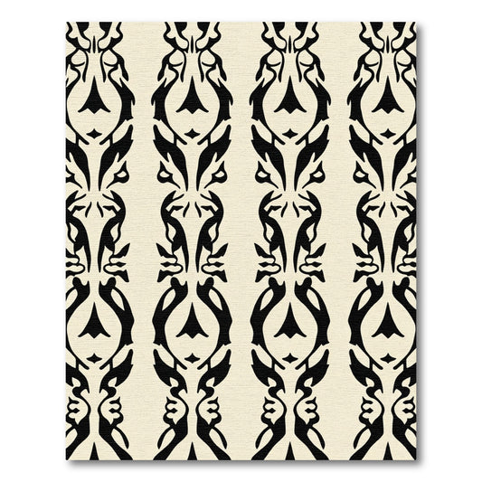 Black Ocher Organic Vertical Strips Rug
