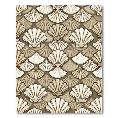 Elegant Beige Shell Scallop Tile Rug