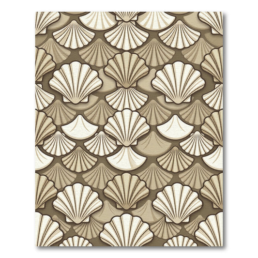 Elegant Beige Shell Scallop Tile Rug