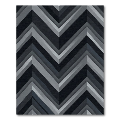 Modern Geometric Charcoal Chevron Rug