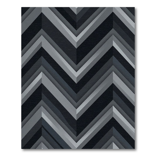 Modern Geometric Charcoal Chevron Rug