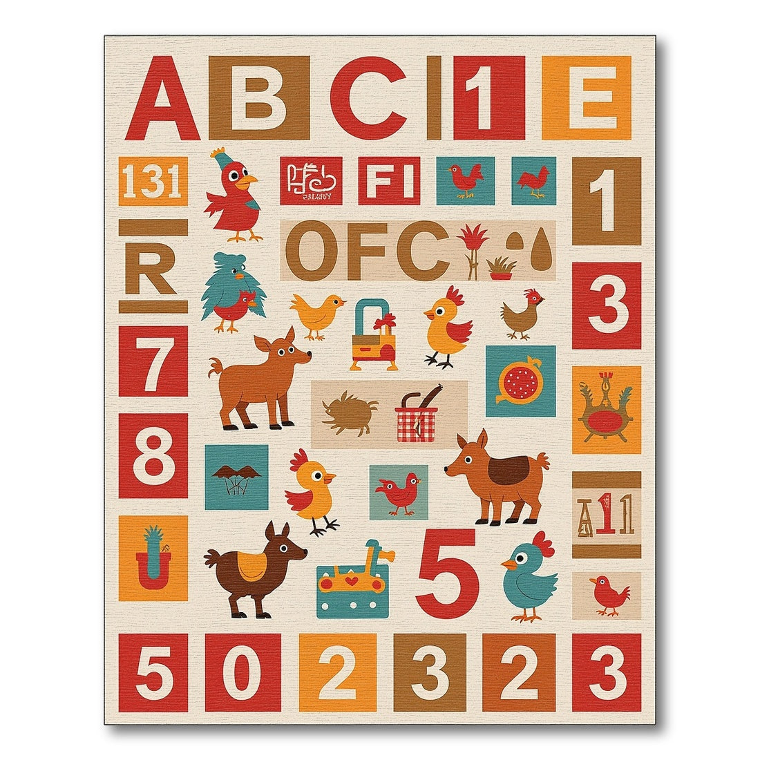 Farming Animals Alphabet Letters Barnyard Collage Rug