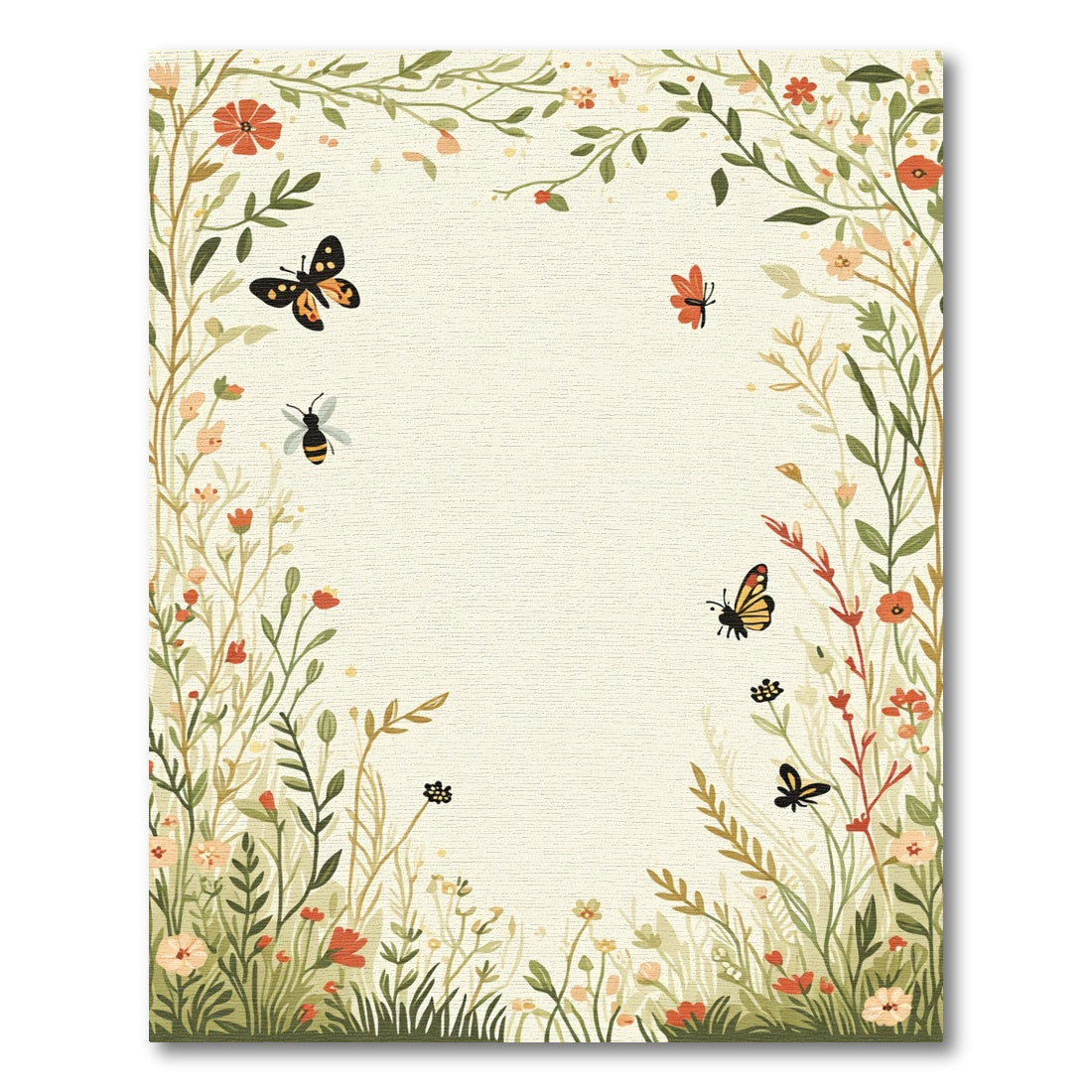 Enchanting Meadow Insects Blooms Rug