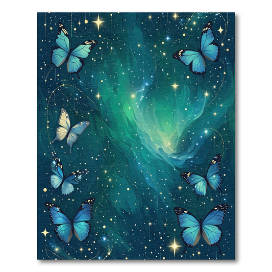 Ethereal Blue Butterfly Galaxy Swirl Rug