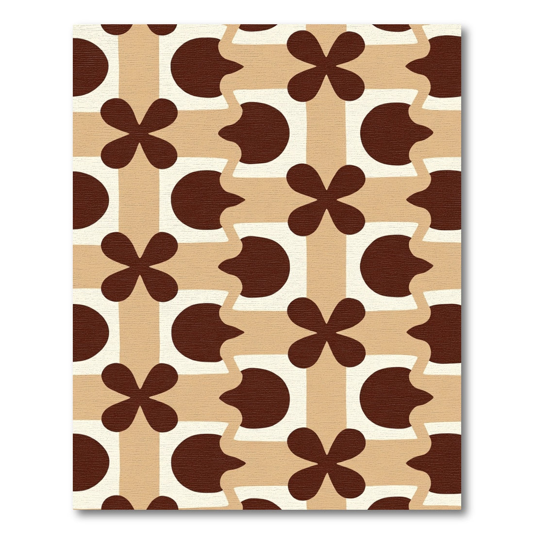 Retro Brown Four Petal Square Rug
