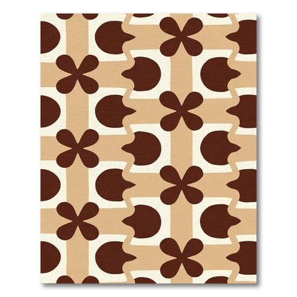 Retro Brown Four Petal Square Rug