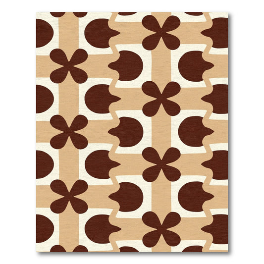 Retro Brown Four Petal Square Rug