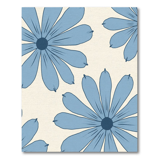 Retro Blue Daisy Bloom Rug
