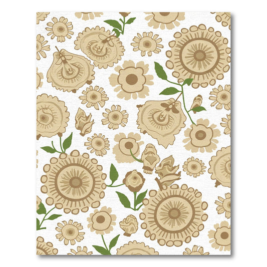 Textured Tan Floral Garden Rug