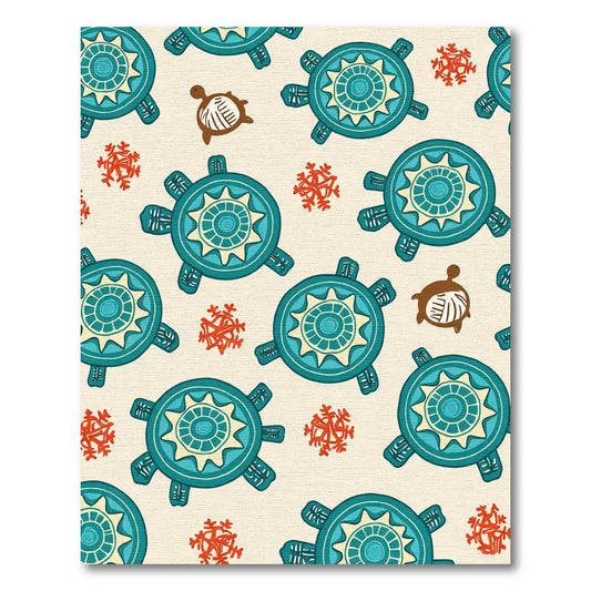 Teal Sun Turtle Coral Scatter Rug