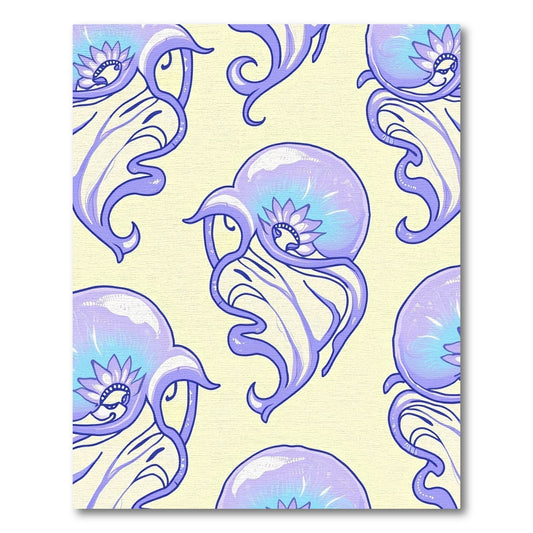 Lavender Jellyfish Swirls Floral Accents Rug